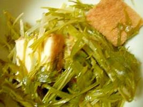 ：：おでん煮汁リメイク　水菜と厚揚げのさっと煮：：